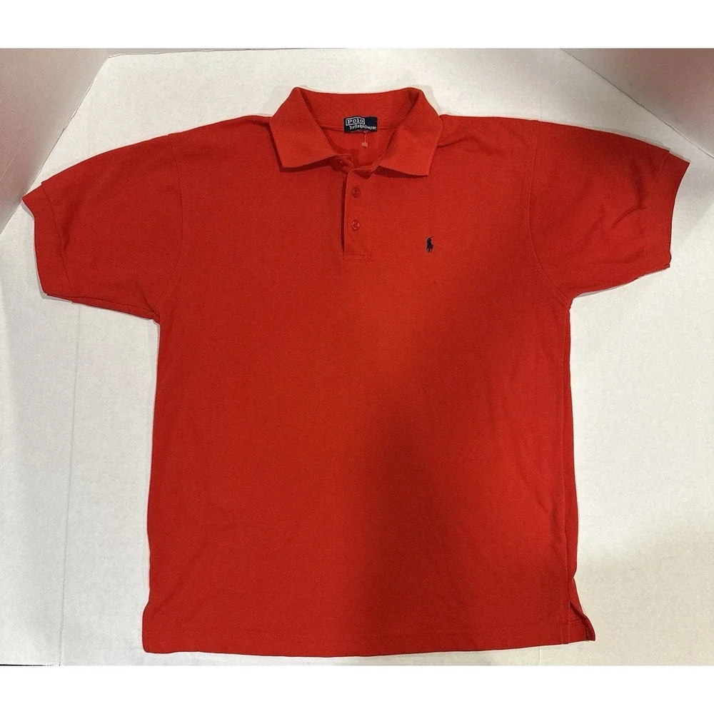 Polo Ralph Lauren Polo Shirt Men's Size Large Red Short Sleeve Blue Horse